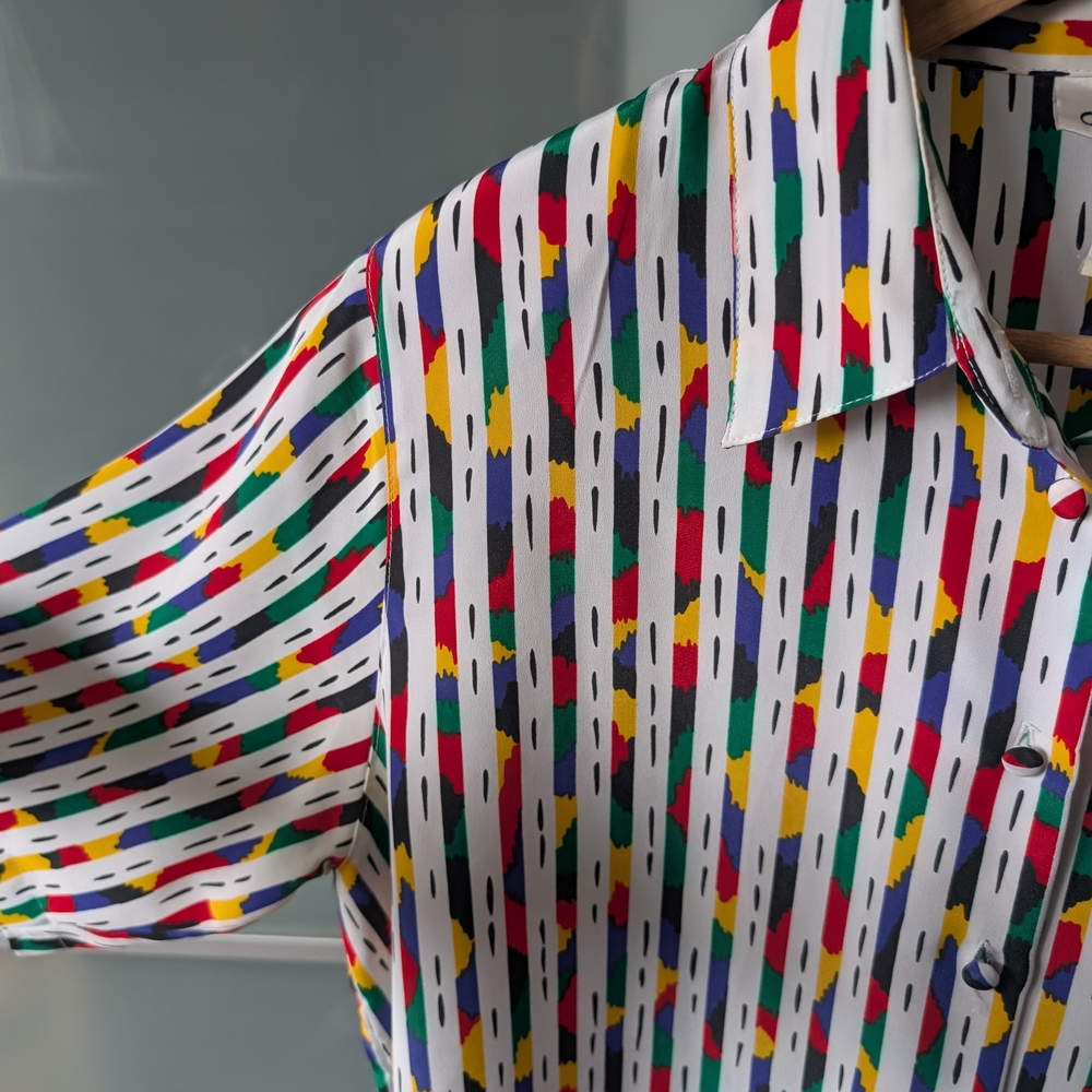 ๐ผVintage Like-new Rainbow Stripe Yves St. Clair Button-up Shirt - Size 16 ๐ - Picture 7 of 12
